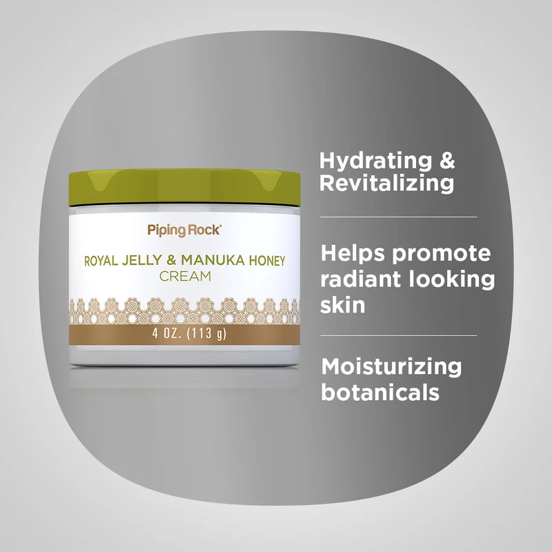 Manuka Honey Cream with Royal Jelly, 4 oz (113 g) Jar, 3 Jars