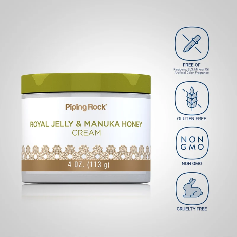Manuka Honey Cream with Royal Jelly, 4 oz (113 g) Jar, 3 Jars