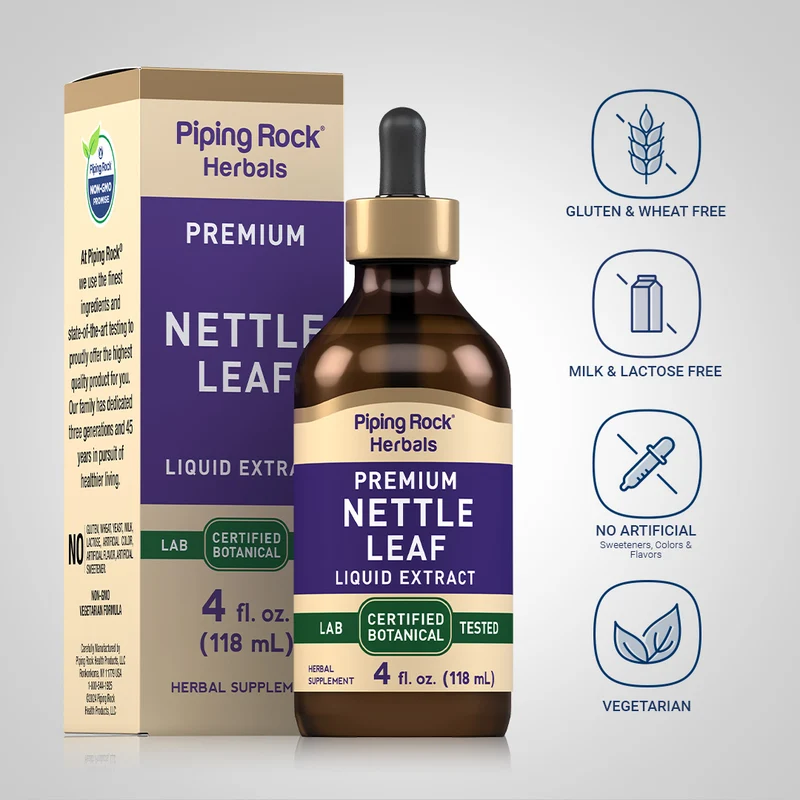 Nettle Leaf Liquid Extract Alcohol Free, 4 fl oz (118 mL) Dropper Bottle