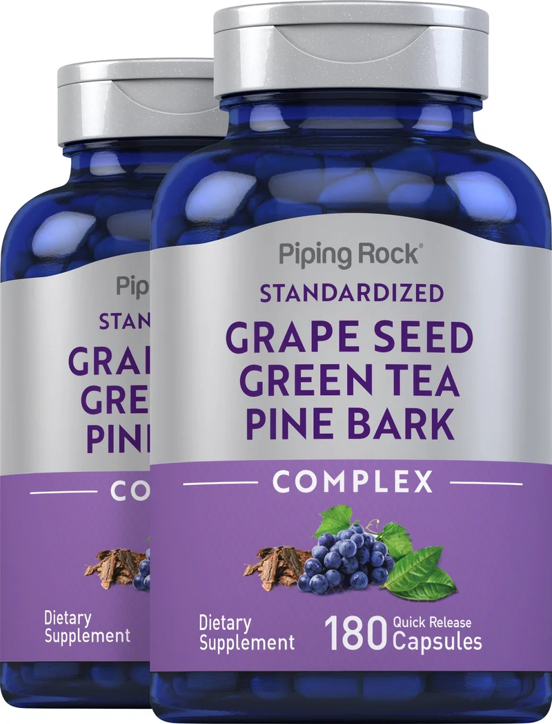 Standardized Grape seed, Green Tea & Pine Bark Complex, 180 Quick Release Capsules, 2 Bottles