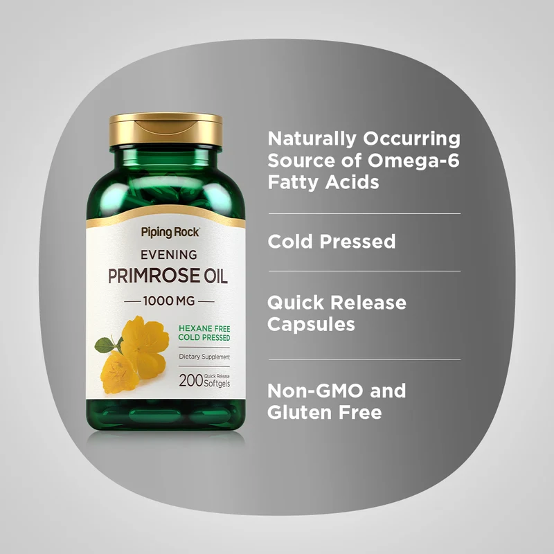 Evening Primrose Oil, 1000 mg, 200 Quick Release Softgels, 2 Bottles