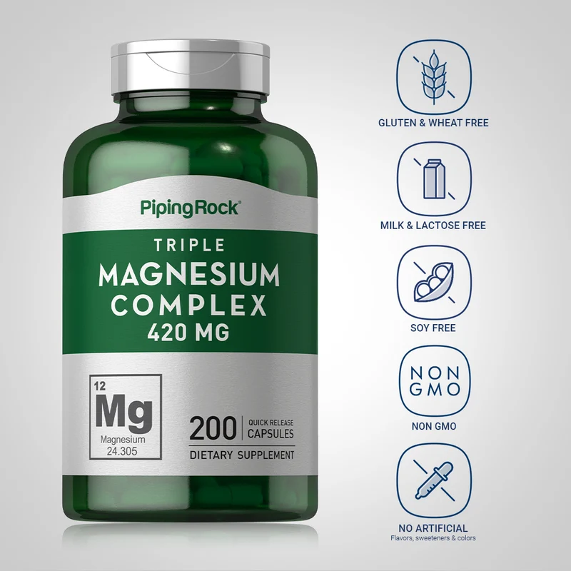 Triple Magnesium Complex, 420 mg, 200 Quick Release Capsules, 2 Bottles