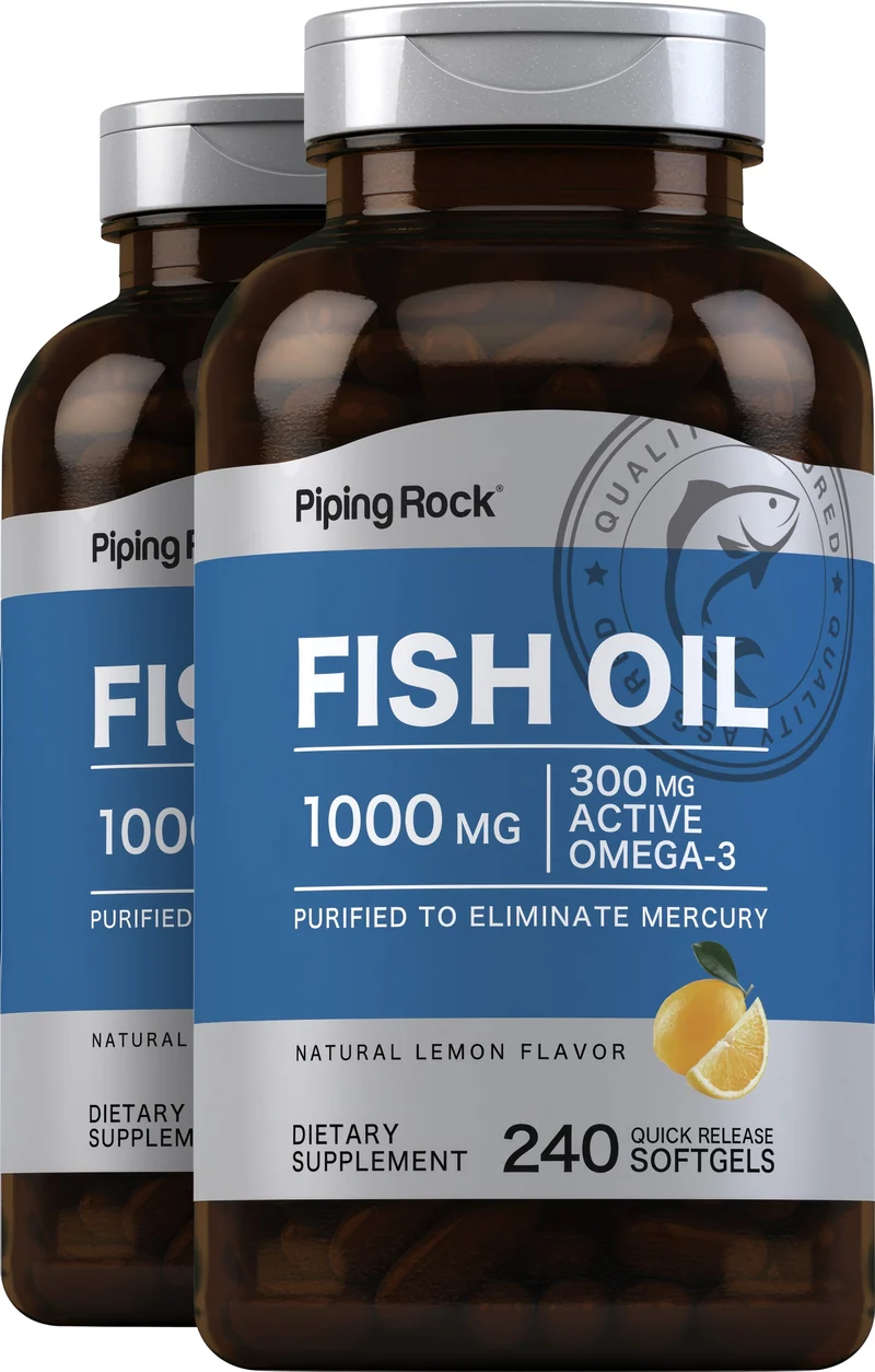 Omega-3 Fish Oil Lemon Flavor, 1000 mg, 240 Quick Release Softgels, 2 Bottles