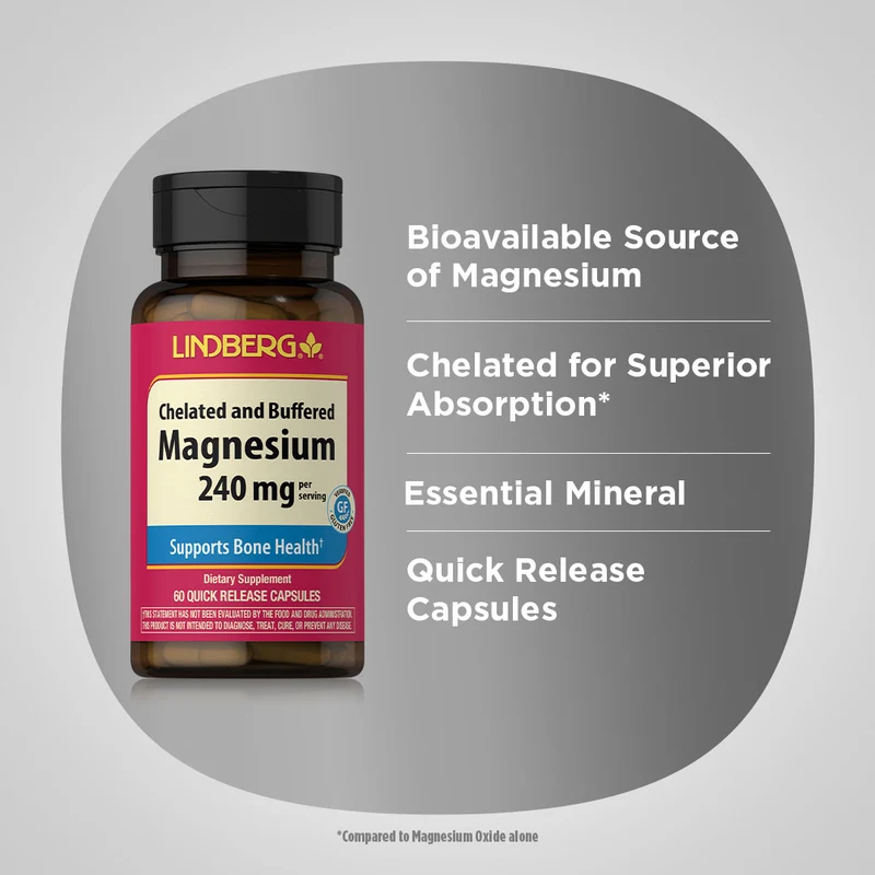Chelated Magnesium, 240 mg (per serving), 60 Quick Release Capsules