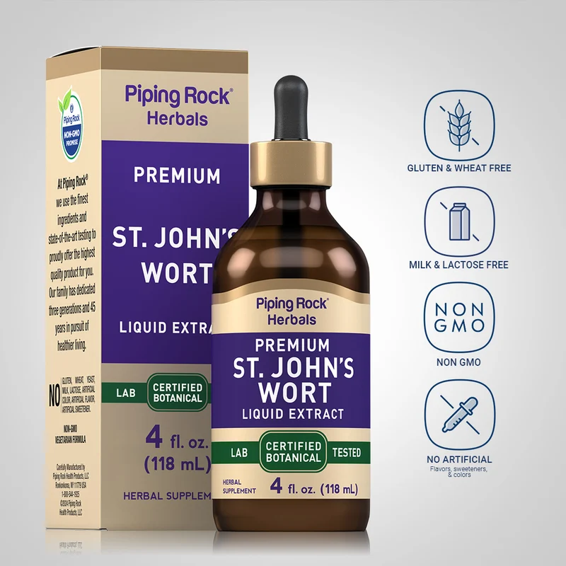 St. John's Wort Liquid Extract Alcohol Free, 4 fl oz (118 mL) Dropper Bottle