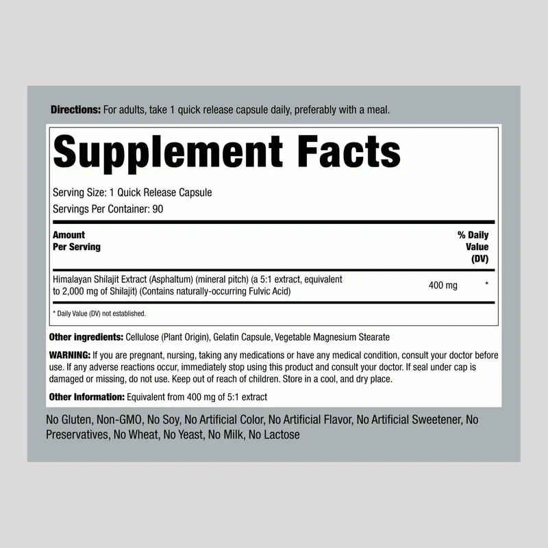 Shilajit Extract, 2000 mg, 90 Quick Release Capsules, 2 Bottles