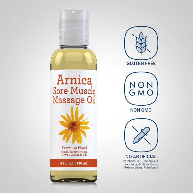 Arnica Massage Oil, 4 fl oz (118 mL) Bottle, 2 Bottles