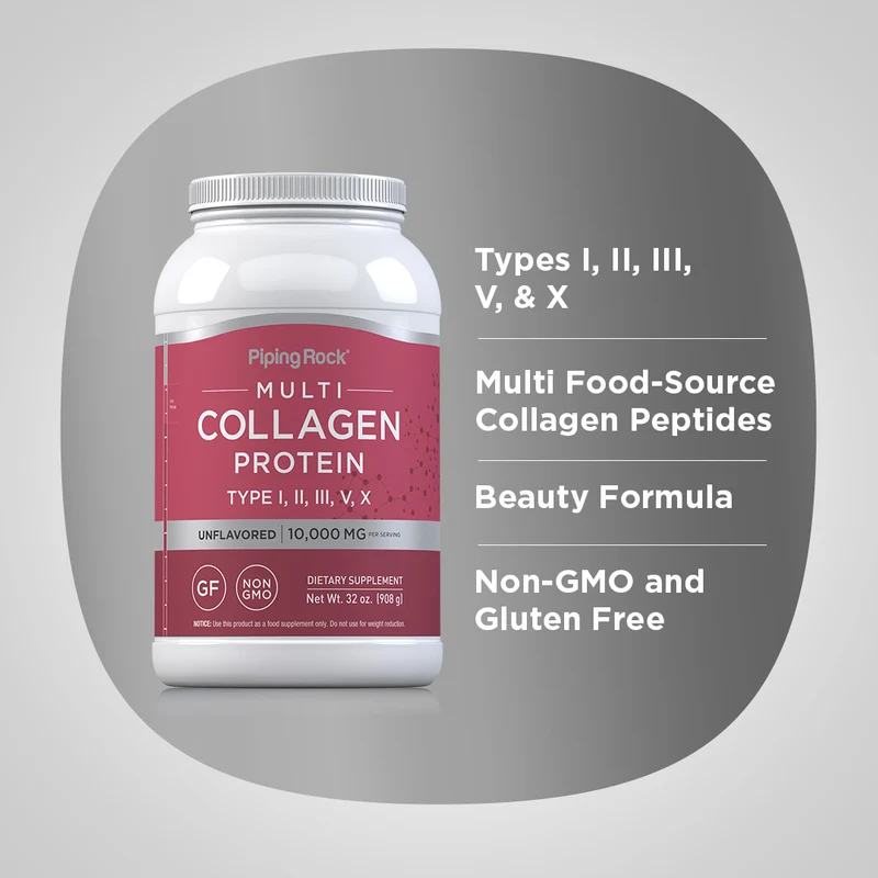 Multi Collagen Protein Powder, 10,000 mg (per serving), 32 oz (908 g) Bottle