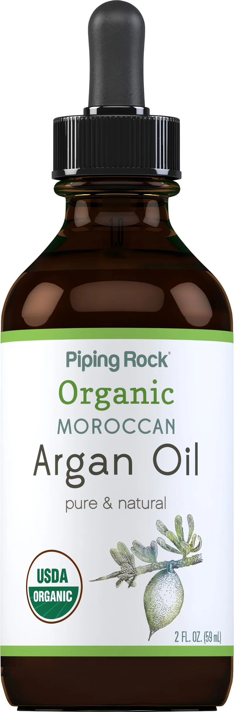 Argan Oil Pure Moroccan Liquid Gold (Organic), 2 fl oz (59 mL) Dropper Bottle