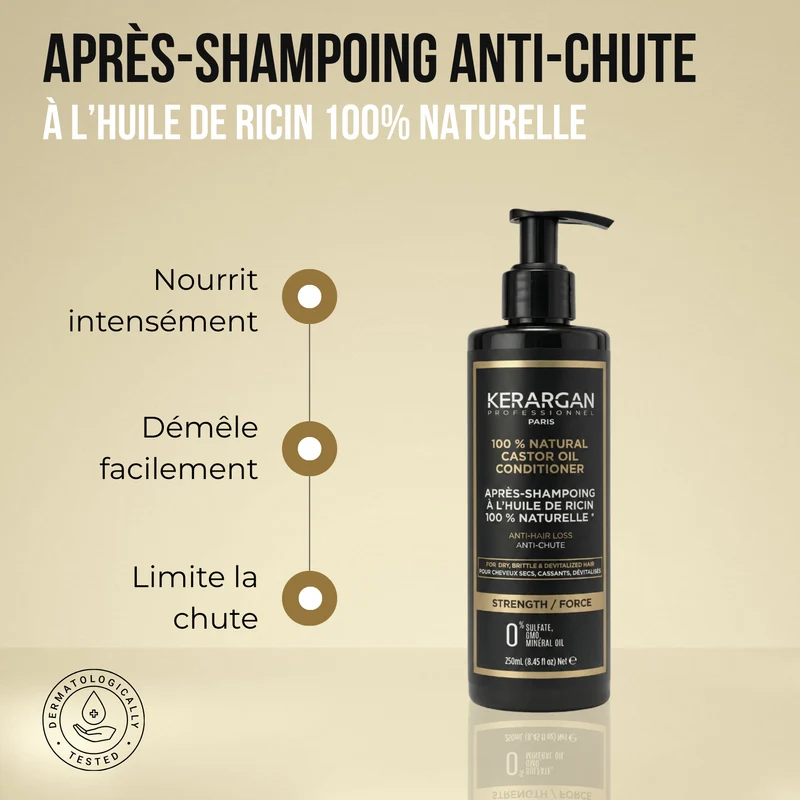 Après-shampoing anti-chute ricin 250ml – Démêle & agit