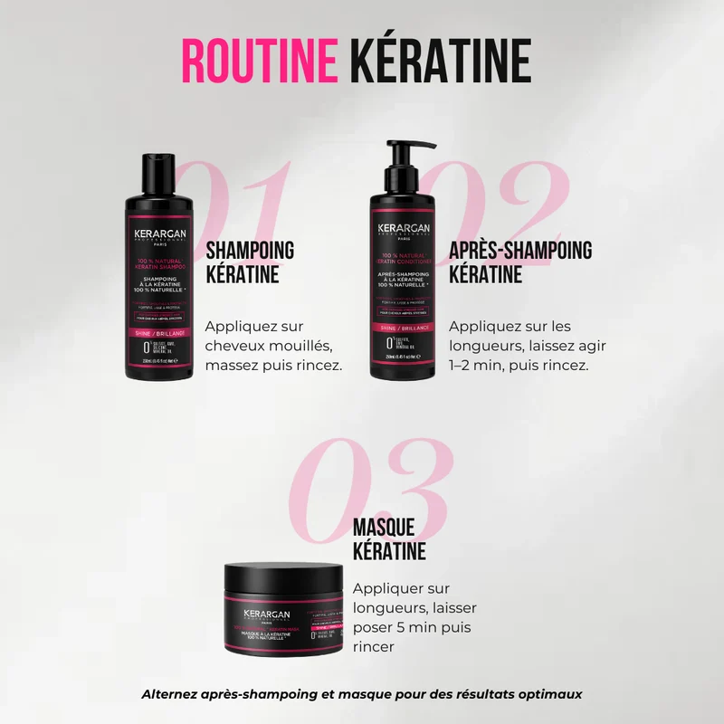 Trio shampoing, après-shampoing & masque – 750ml | Kerargan