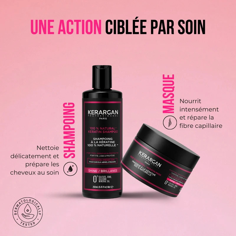 Kit lavage + soin kératine – 500ml | Kerargan