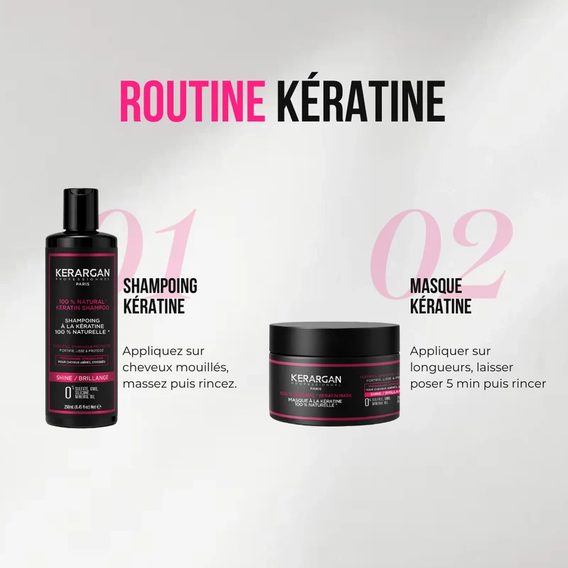 Kit lavage + soin kératine – 500ml | Kerargan