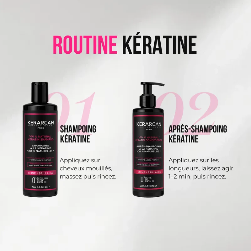 Duo shampoing & après-shampoing kératine 2x250ml | Kerargan