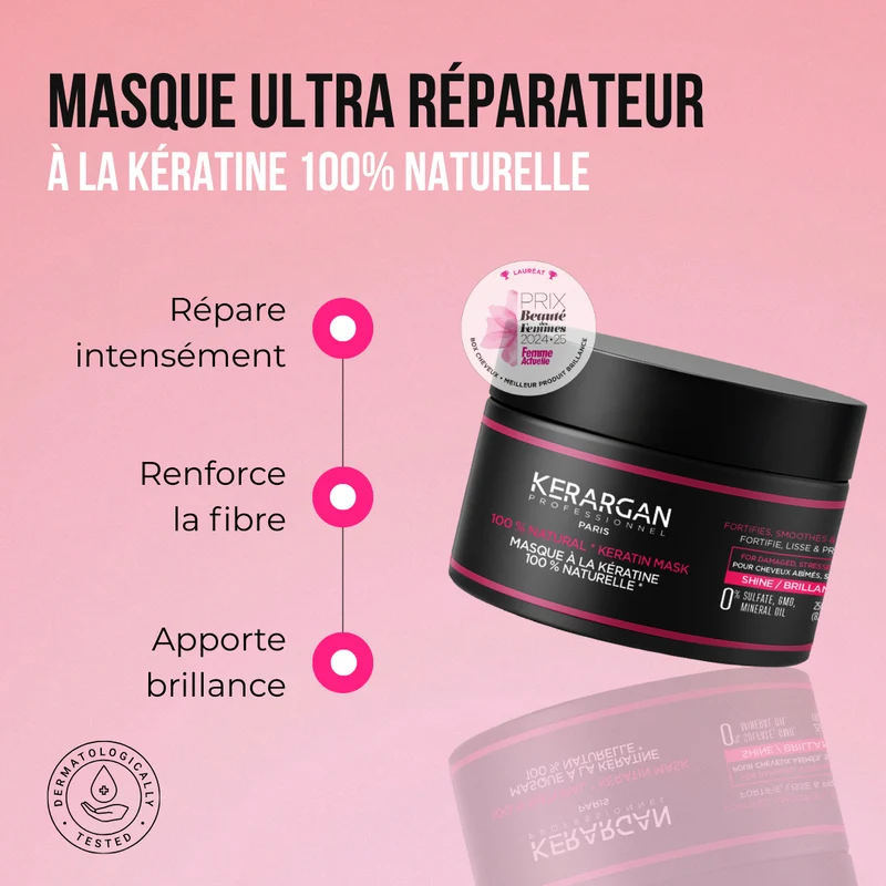 Masque kératine - Répare, hydrate & lisse frisottis 250ml | Kerargan