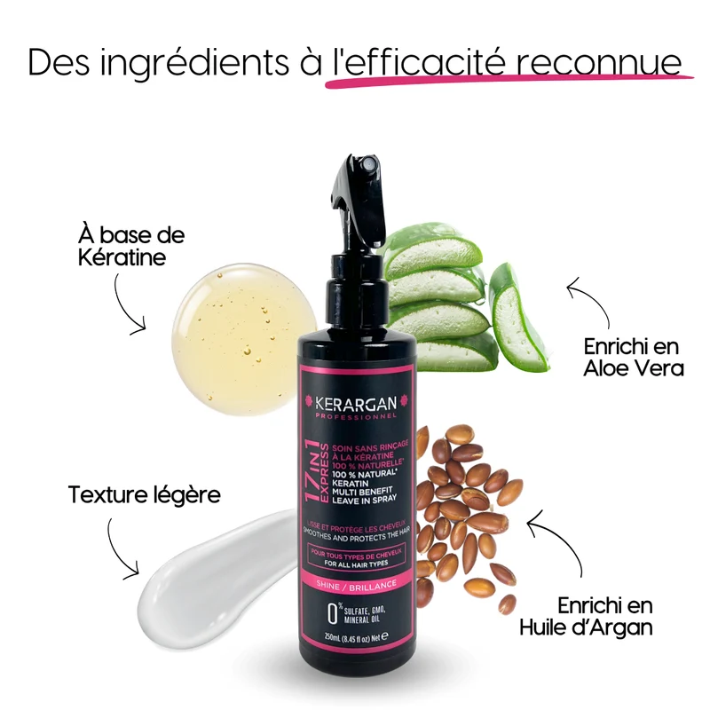 Spray réparateur kératine – Thermoprotection & brillance | Kerargan