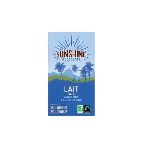CHOCOLAT SUNSHINE LAIT 45% CARAMEL FLEUR DE SEL 100 g