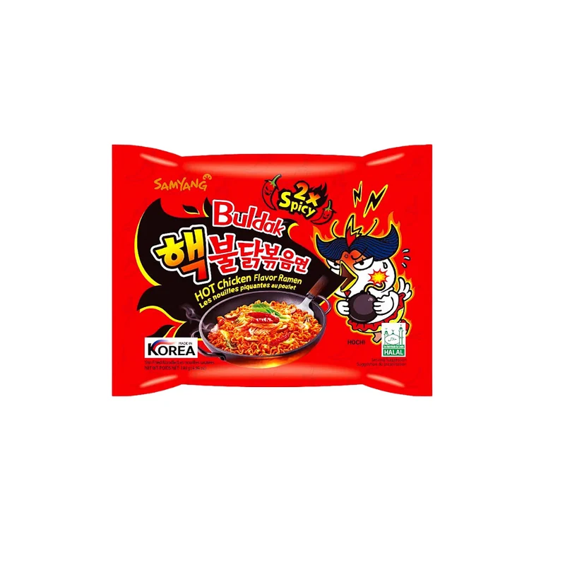 BULDAK RAMENS AU POULET TRÈS ÉPICÉ- SAVEUR ÉPICÉ- SAVEUR POULET FROMAGE EPICÉ - SAVEUR CURRY POULET EPICÉ SAMYANG 140 g