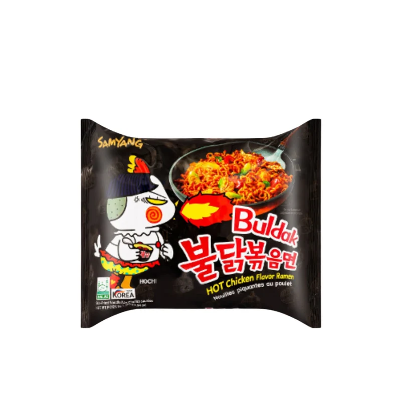 BULDAK RAMENS AU POULET TRÈS ÉPICÉ- SAVEUR ÉPICÉ- SAVEUR POULET FROMAGE EPICÉ - SAVEUR CURRY POULET EPICÉ SAMYANG 140 g