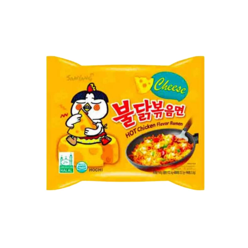 BULDAK RAMENS AU POULET TRÈS ÉPICÉ- SAVEUR ÉPICÉ- SAVEUR POULET FROMAGE EPICÉ - SAVEUR CURRY POULET EPICÉ SAMYANG 140 g