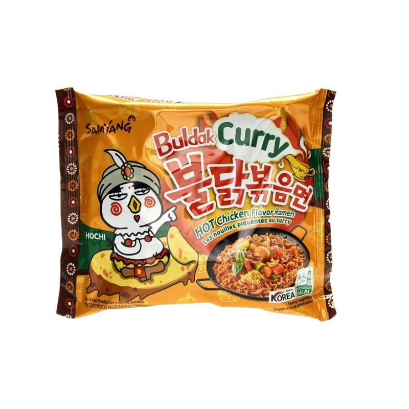 BULDAK RAMENS AU POULET TRÈS ÉPICÉ- SAVEUR ÉPICÉ- SAVEUR POULET FROMAGE EPICÉ - SAVEUR CURRY POULET EPICÉ SAMYANG 140 g