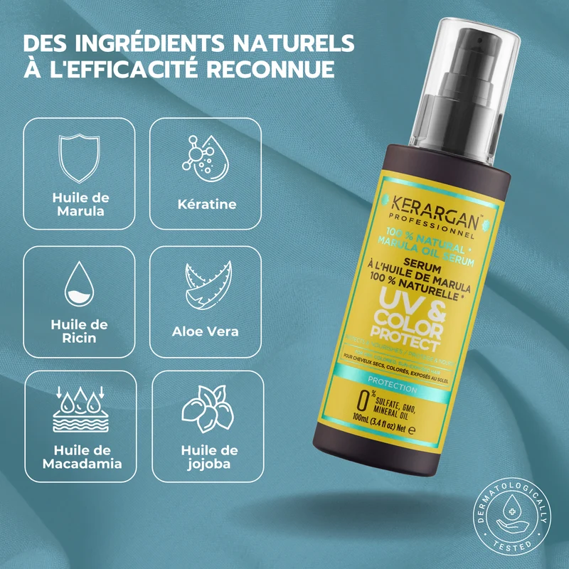 Sérum UV & couleur huile de Marula – Brillance instantanée