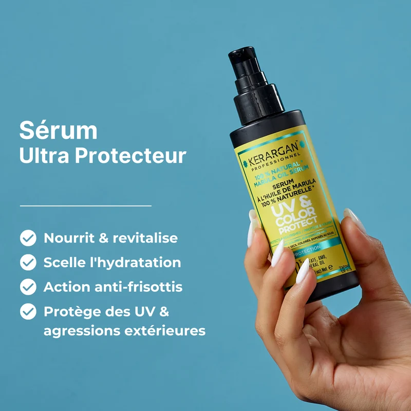 Sérum UV & couleur huile de Marula – Brillance instantanée
