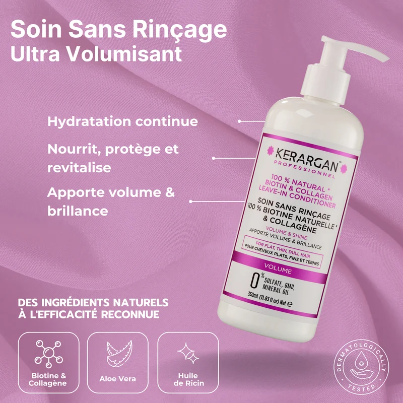 Ensemble shampoing, après-shampoing, masque, sérum et leave-in à la biotine et au collagène - 1950ml