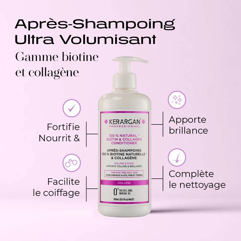 Stop cheveux plats – Biotine collagène après-shampoing