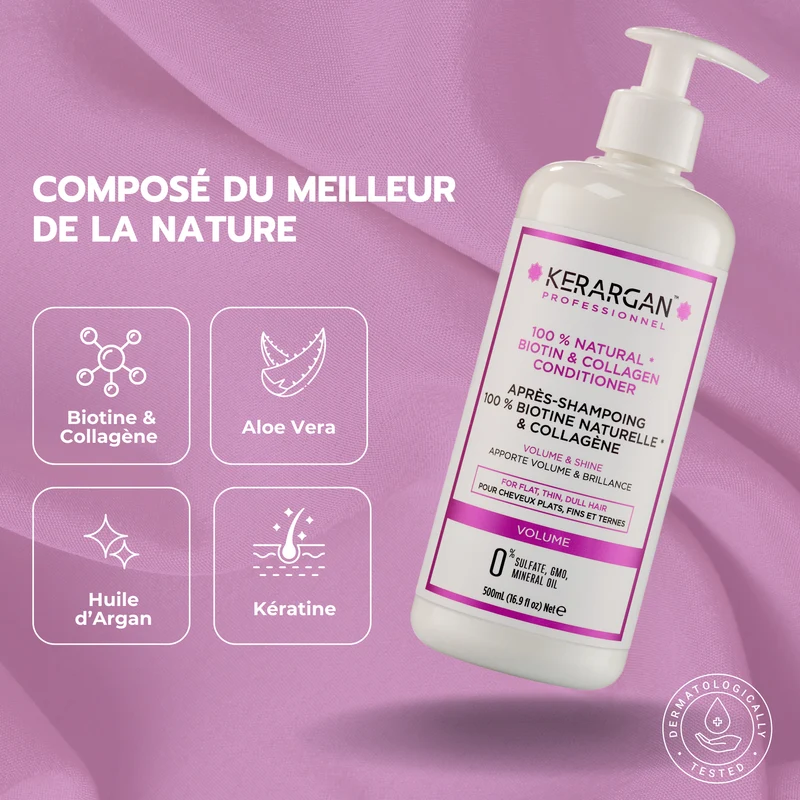 Stop cheveux plats – Biotine collagène après-shampoing