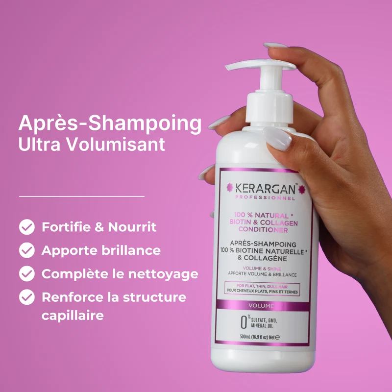 Stop cheveux plats – Biotine collagène après-shampoing