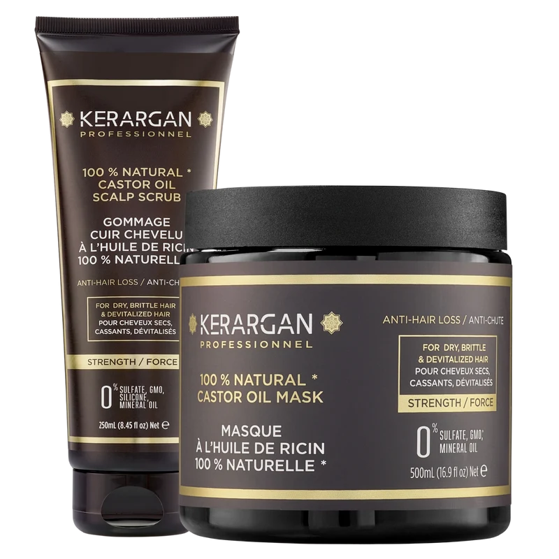 Kit détox + soin ricin – Masque + gommage 750ml | Kerargan