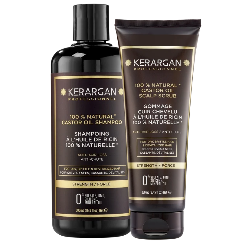 Kit détox ricin – Shampoing + gommage 750ml | Kerargan