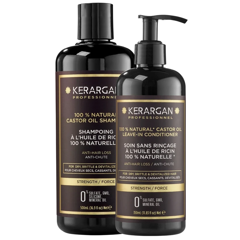 Kit ricin shampoing + leave-in – Routine express 850ml | Kerargan