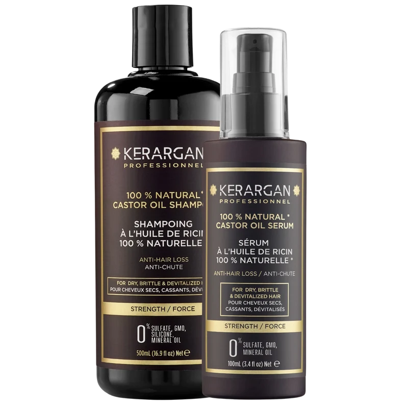 Kit ricin lavage + finition – Shampoing 500ml + sérum 100ml | Kerargan