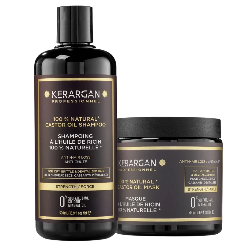 Kit fortifiant ricin – Shampoing + masque 1000ml | Kerargan