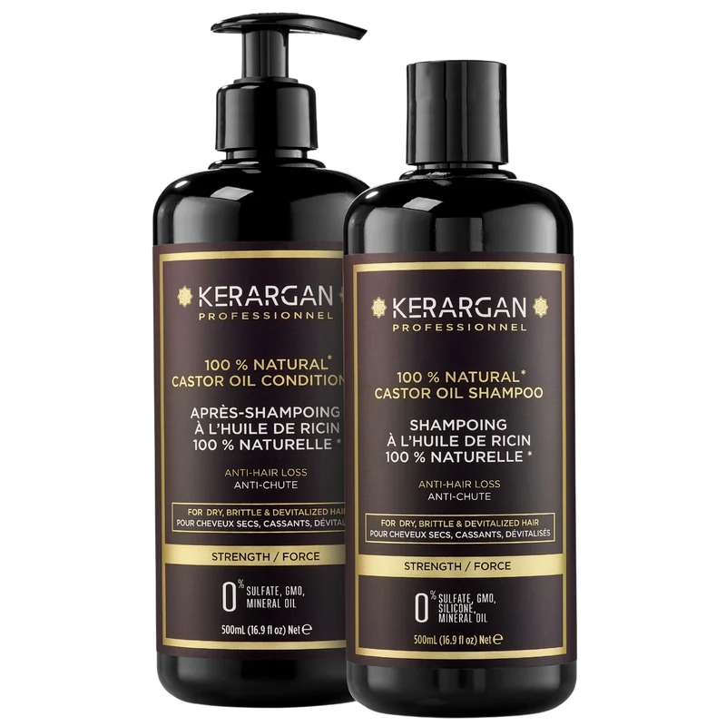 Kit fortifiant ricin – Shampoing + après-shampoing 1000ml | Kerargan
