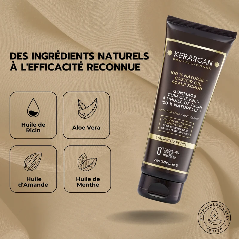Gommage ricin – Stimule la pousse & purifie | Kerargan