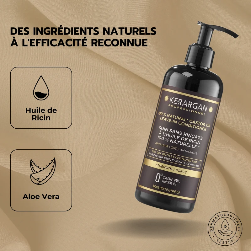 Soin sans rinçage ricin 350ml – Anti-chute | Kerargan