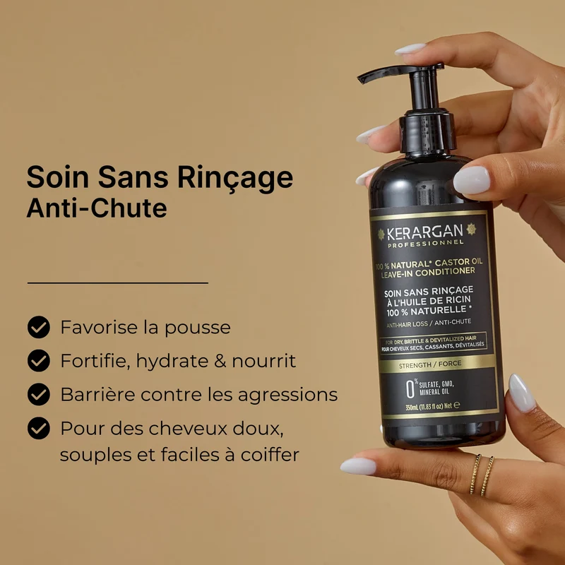 Soin sans rinçage ricin 350ml – Anti-chute | Kerargan