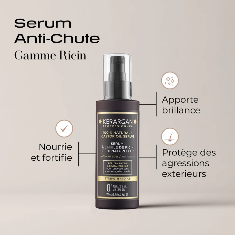 Sérum ricin 100ml – Anti-chute & brillance | Kerargan