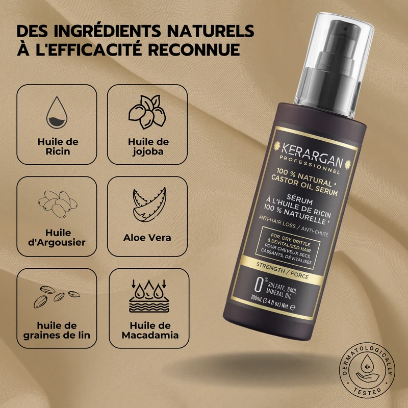 Sérum ricin 100ml – Anti-chute & brillance | Kerargan