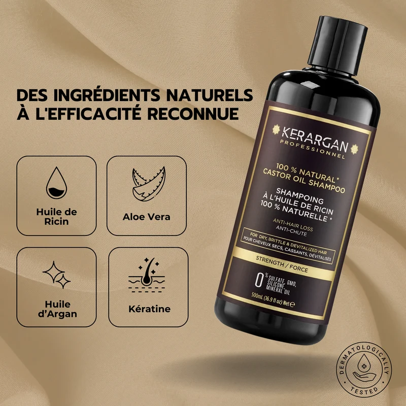 Shampoing à l'huile de ricin 500ml – Croissance & force | Kerargan