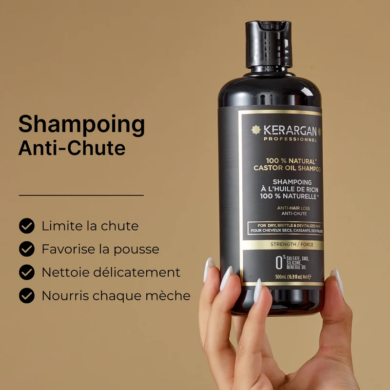 Shampoing à l'huile de ricin 500ml – Croissance & force | Kerargan