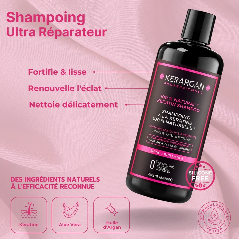 Kit kératine shampoing + masque - Cheveux nourris