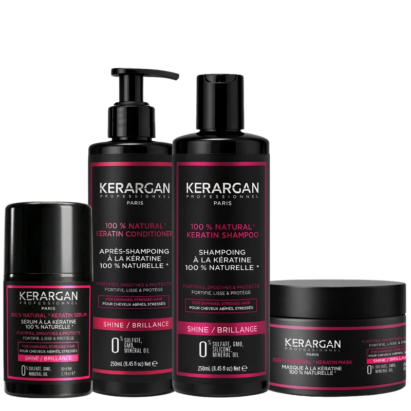 Ensemble shampoing, après-shampoing, masque et sérum à la kératine - 1600ml