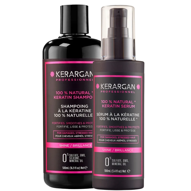 Kit kératine shampoing + sérum - Brillance soyeuse | Kerargan