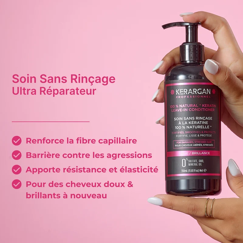 Soin Sans Rinçage à la Kératine 350ml - Anti-Frisottis Brillance