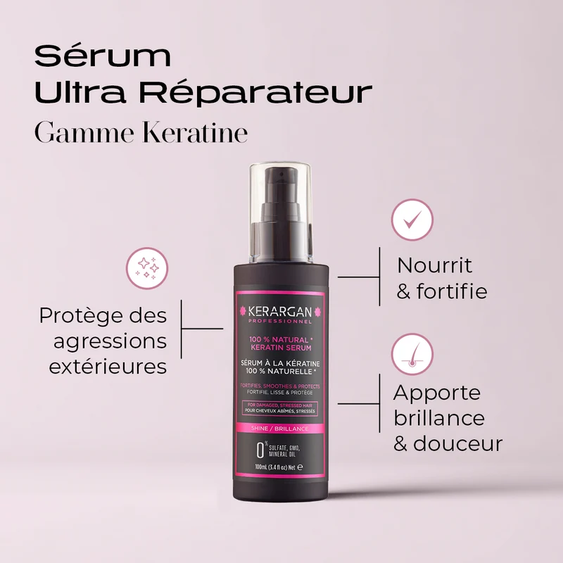 Sérum à la Kératine Ultra Réparateur 100ml - Lissant Brillance