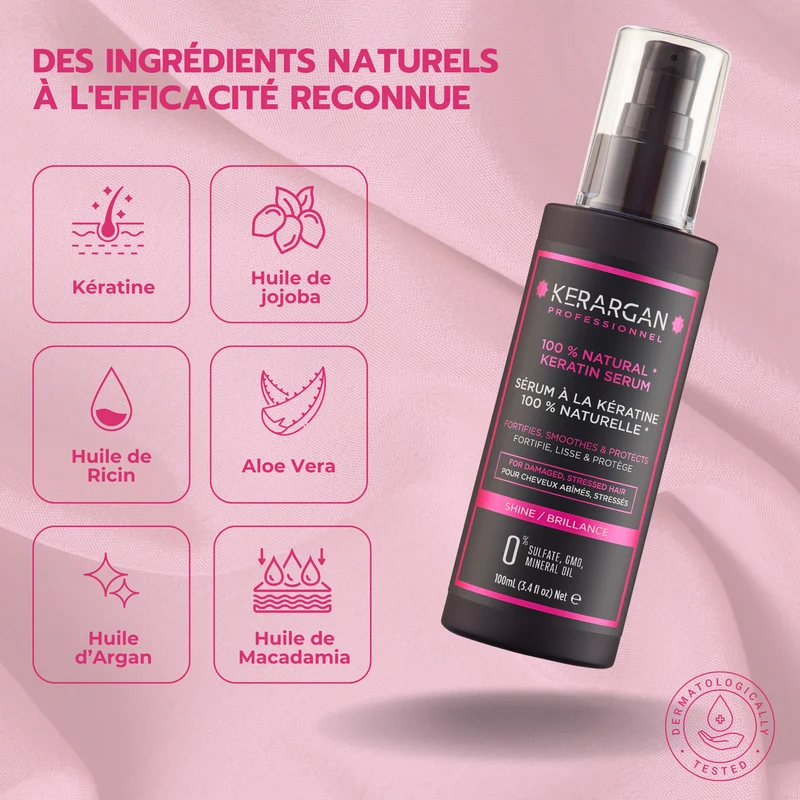 Sérum à la Kératine Ultra Réparateur 100ml - Lissant Brillance